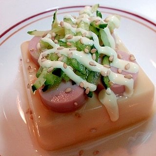 魚ニソと胡瓜と白ごまの卵豆腐